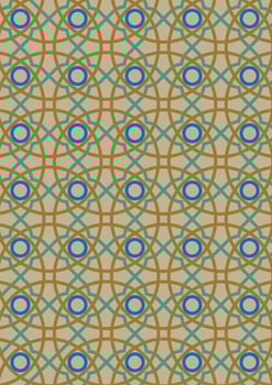 A seamless geometric pattern featuring interlocking circular and oval shapes in a continuous grid. The design is intricate, modern, and decorative, suitable for backgrounds and textile patterns. vector