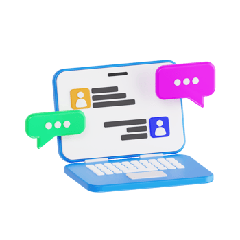 Laptop Online Chat Application 3D png