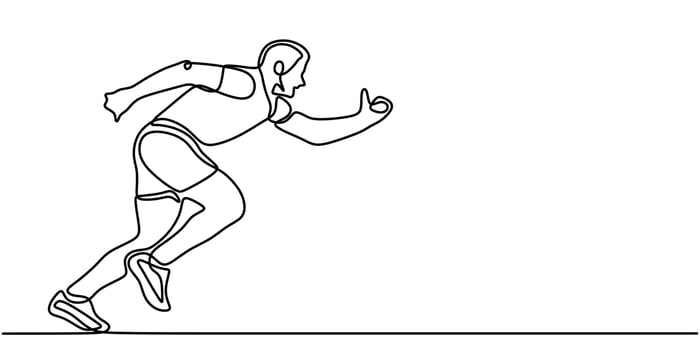 Man in running posture line art vector