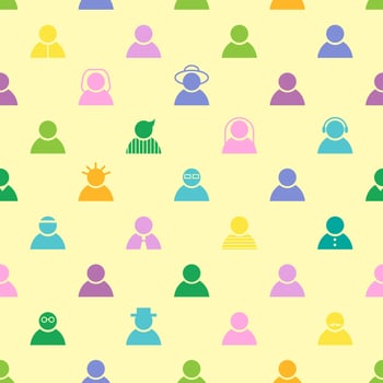 Colorful Seamless Pattern of Diverse Avatars, Texture vector