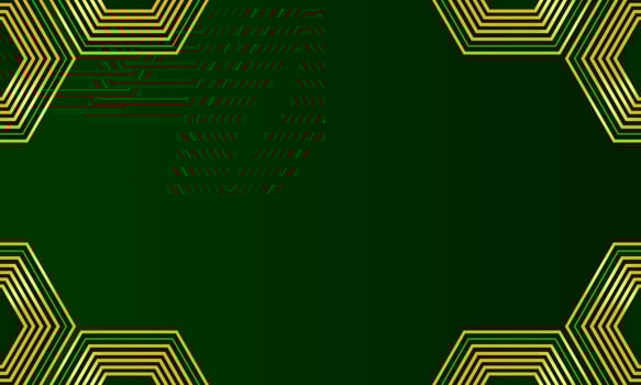 Luxury aesthetic background with golden top and bottom hexagonal border design vector