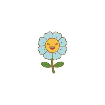 Cheerful smiling flower icon vector