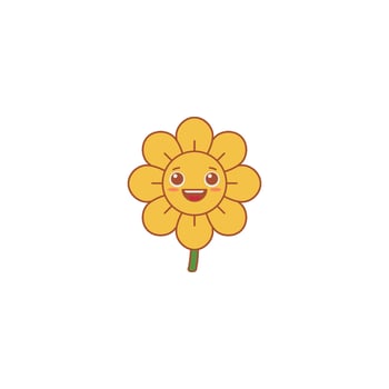 An icon of a bright yellow flower with a big, joyful smile, symbolizing happiness, cheerfulness, and positive emotions. vector