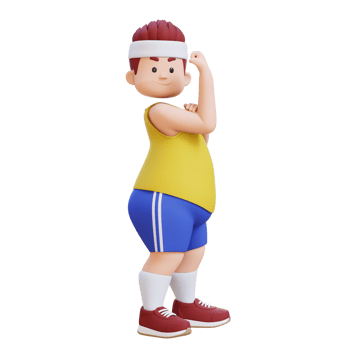 3D plus size overweight big man Flexing his Biceps png