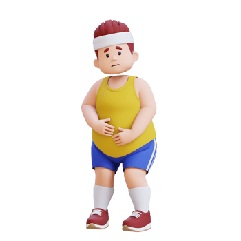 3D plus size overweight big man in Stomach Ache png