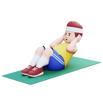 3D Plus Size Overweight big man Doing Sit Ups on a Mat png