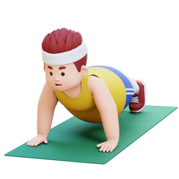 3D Plus Size Overweight big man Doing Push Ups on a Mat png