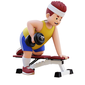 3D Plus Size Overweight big man Doing Dumbbell Rows png
