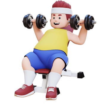 3D Plus Size Overweight big man Incline Bench Dumbbell Chest Press Exercise png