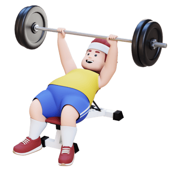 3D Plus Size Overweight big man doing Incline Bench Press png