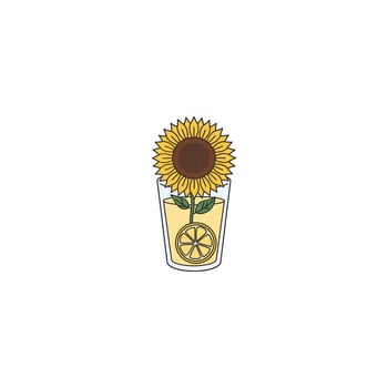 Sunflower in lemonade drink illustration vector