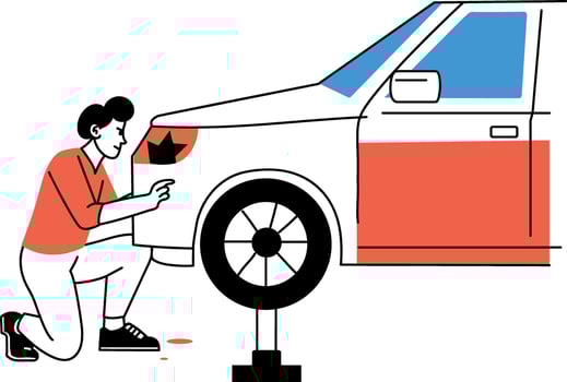 A drawing style illustration of headlight repairing vector