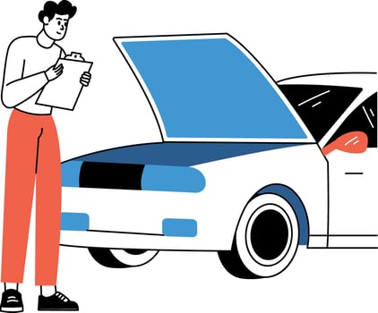 A hand drawn style illustration of car inspection vector