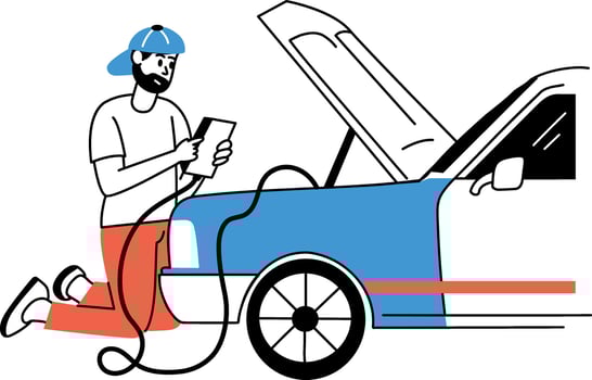 A sketchy style illustration of testing engine vector