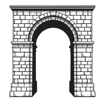 Elegant vintage art silhouette of a classic stone archway architecture design vector