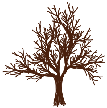 Spooky Halloween trees with autumn leaves, decorations. png