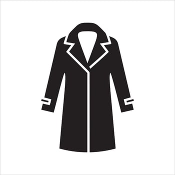 Classic black trench coat silhouette with lapels and cuffs vector