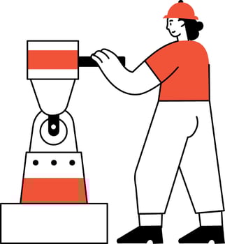 A sketchy style illustration showing machine operator vector