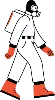 A hand drawn illustration depicting a character wearing a protective suit vector