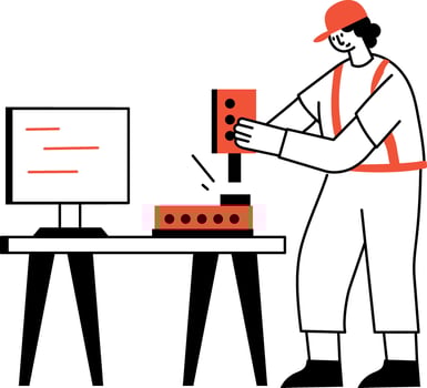 A drawing style illustration showing technician doing work vector