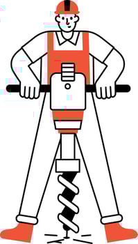 A sketchy style illustration showing a character using a jackhammer vector
