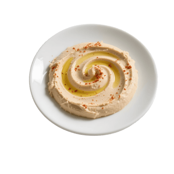 Hummus with olive oil on a plate isolated on transparent background png
