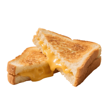 Grilled cheese sandwich with melted cheese isolated on transparent background png