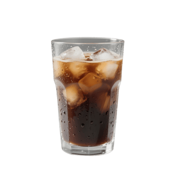 Glass of cola with ice isolated on transparent background png
