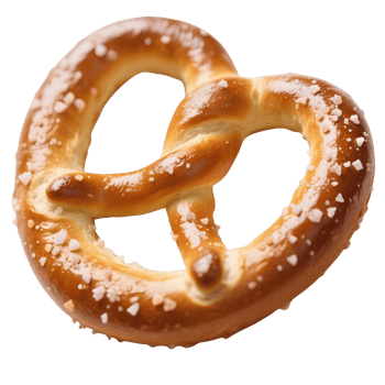 Golden brown pretzel isolated on transparent background png