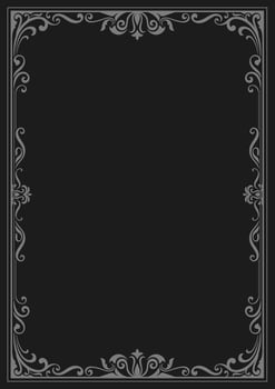 Gray and black frame, vintage lines curled abstract corner decoration, book cover, card vector