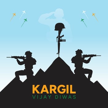 Kargil Vijay Diwas patriotic background with a military touch vector