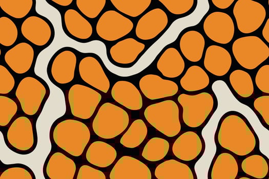 Seamless Clownfish Inspired Orange Pattern with Cream and Black Outlines vector