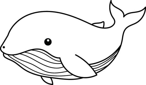Simple whale line drawing, suitable for children's book illustrations, ocean themed designs, and educational materials for all ages vector