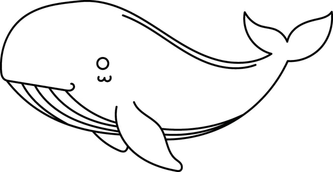 Cute cartoon whale swimming happily suitable for children's books, educational materials, ocean themed designs, logos, and apparel prints vector