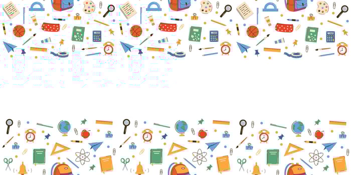 Horizontal school supplies background vector