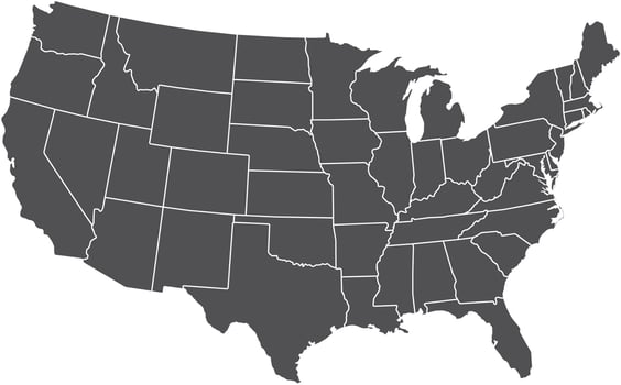 Map of the United States Political Outline vector