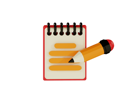 A notebook with a pencil and a pen on top png