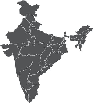 Map of India with State Divisions vector