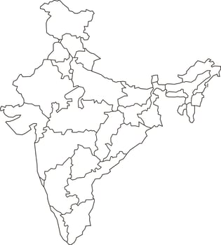 India Map with States and Borders vector