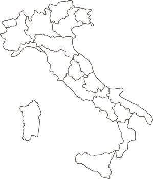 Map of Italy with Regions and Borders vector