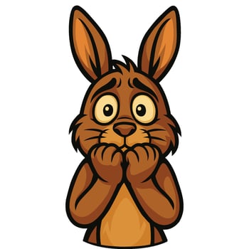 Nervous Cartoon Bunny with Worried Expression illustration vector