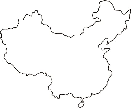 China Political Outline Map vector