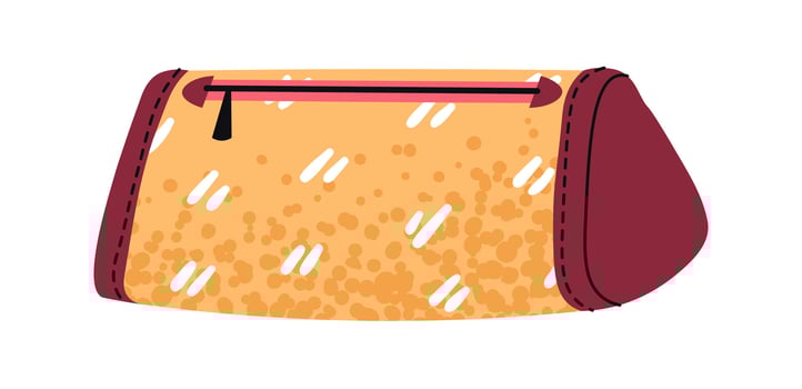 Yellow Kids Pencil Case in Flat Style on White Background. Bright Children's Stationery Holder for School, Kindergarten and Art Supplies. Perfect for Back to School Campaigns, Educational Materials. vector