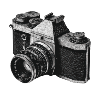 Vintage Film Camera In Retro Engraving. Analog Equipment Illustration Isolated On Transparent Background png