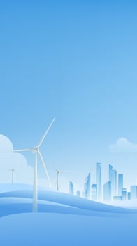 Renewable energy vertical panel illustration wind turbine vector