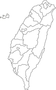 Map of Taiwan with Cities and Regions vector