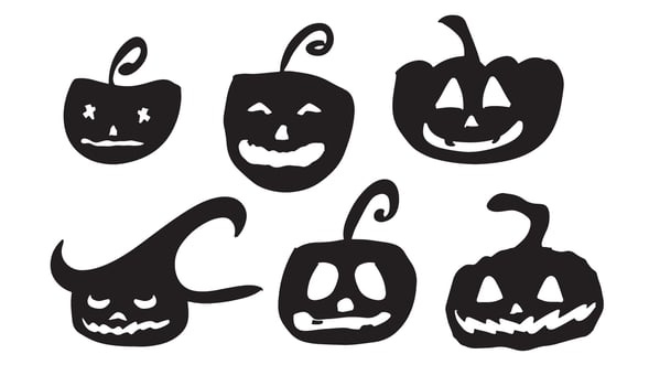 pumpkin set collection black color object icon costume character cartoon icon pumpkin happy halloween evil horror october month happy halloween pumpkin celebration event smile fear fun skittish autumn vector