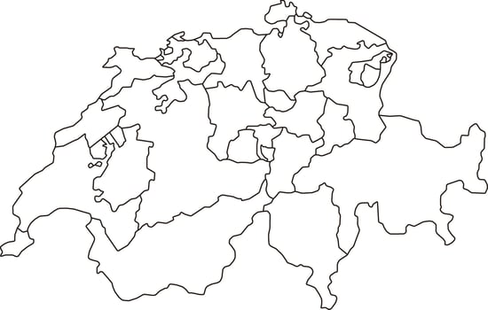 Map of Switzerland with Cantons and Borders vector