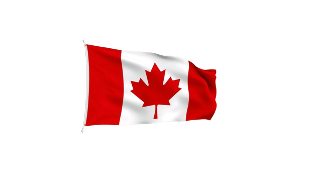 The flag of canada is flying in the wind on Transparent background png