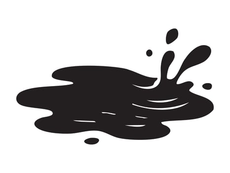 Black silhouette of ink splash isolated on white background, graphic illustration. concept of abstract art, splash icon, liquid design element, logo, creative illustration vector